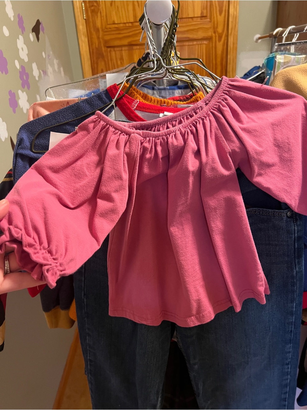 Girls Pink Off-Shoulder Peasant Top